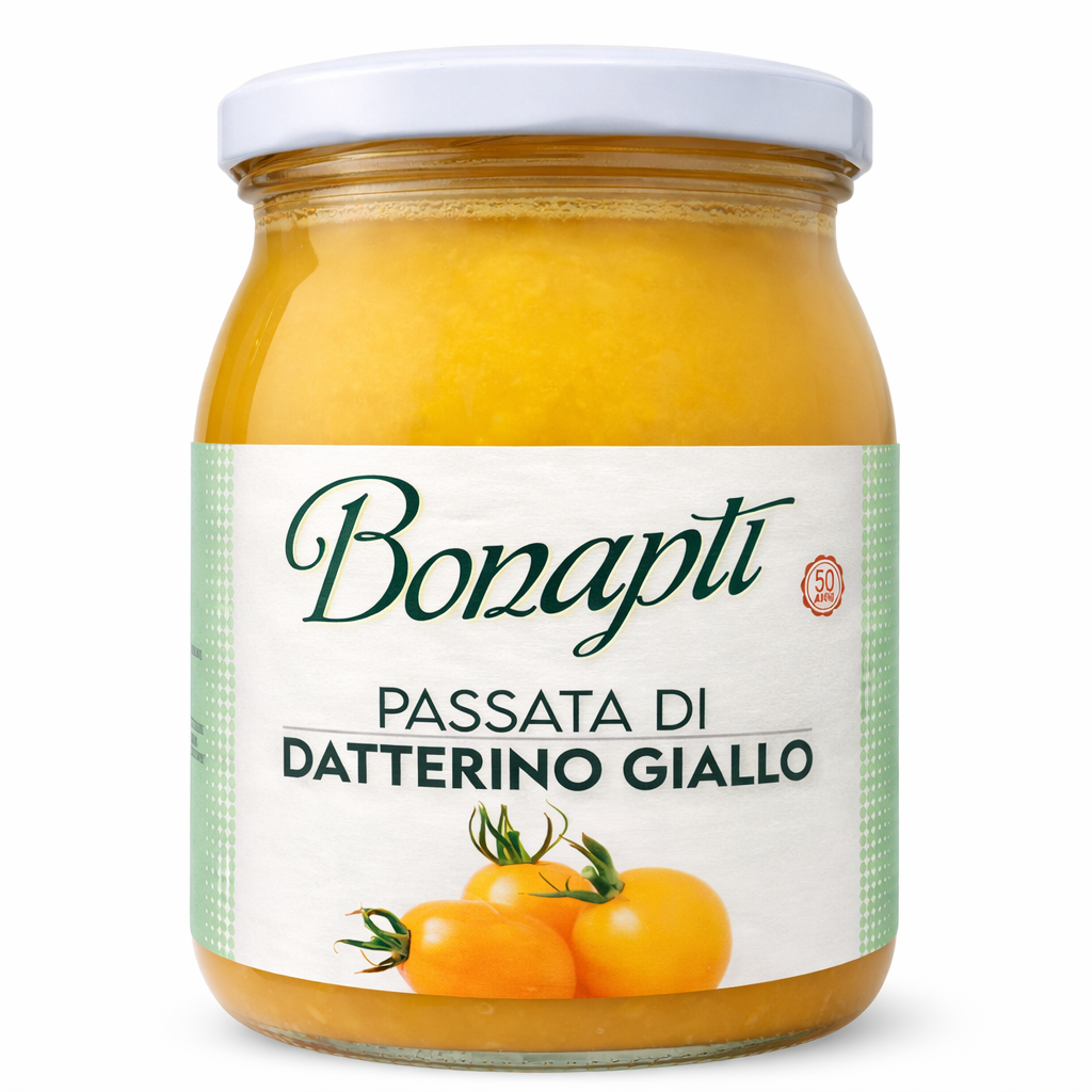 Italiensk gul tomat-pulp 1062ml
